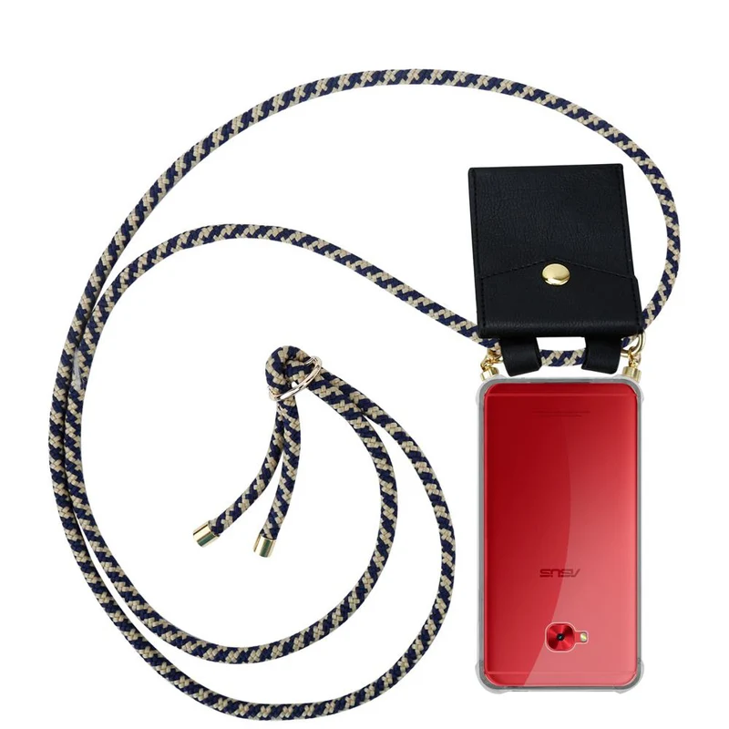 Cadorabo Handy Kette kompatibel mit Asus ZenFone 4 Selfie PRO Silikon Schutzhülle mit Gold Ringen, Kordel Band und abnehmbarem Etui
