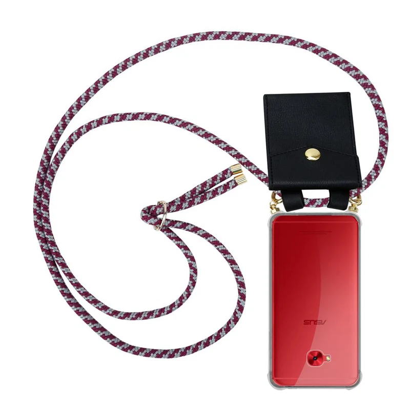 Cadorabo Handy Kette kompatibel mit Asus ZenFone 4 Selfie PRO Silikon Schutzhülle mit Gold Ringen, Kordel Band und abnehmbarem Etui