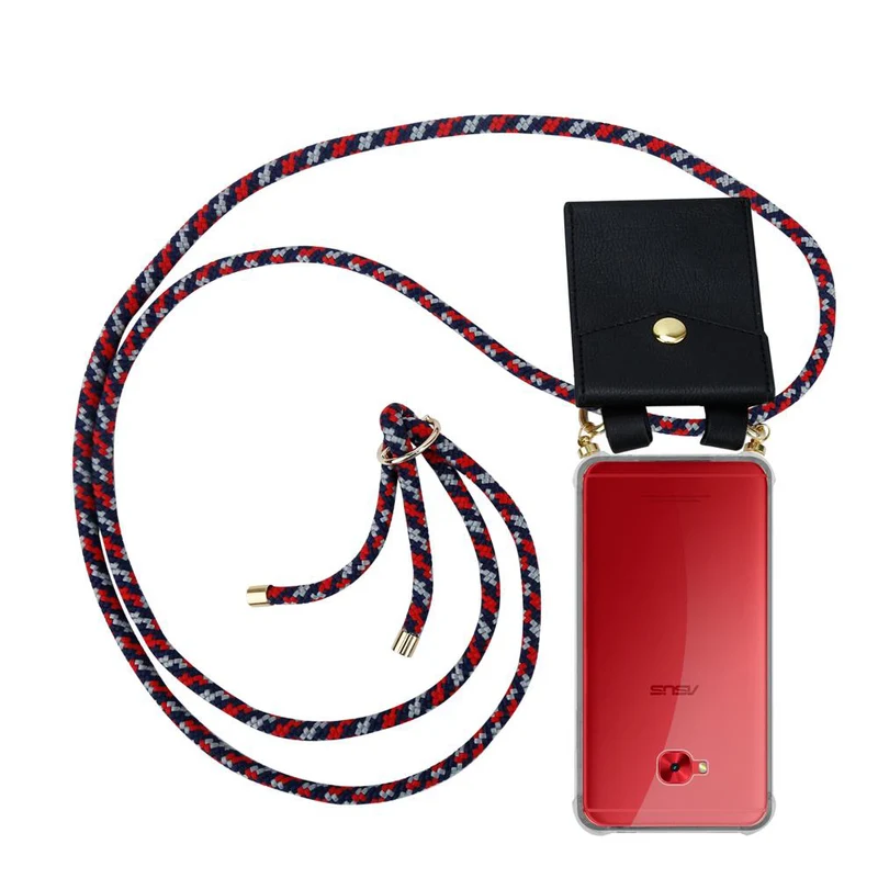 Cadorabo Handy Kette kompatibel mit Asus ZenFone 4 Selfie PRO Silikon Schutzhülle mit Gold Ringen, Kordel Band und abnehmbarem Etui