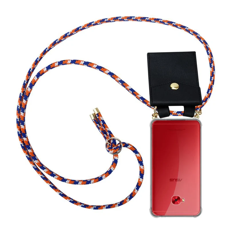 Cadorabo Handy Kette kompatibel mit Asus ZenFone 4 Selfie PRO Silikon Schutzhülle mit Gold Ringen, Kordel Band und abnehmbarem Etui