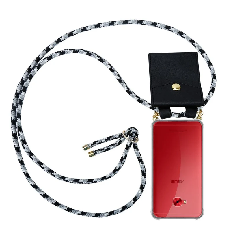 Cadorabo Handy Kette kompatibel mit Asus ZenFone 4 Selfie PRO Silikon Schutzhülle mit Gold Ringen, Kordel Band und abnehmbarem Etui