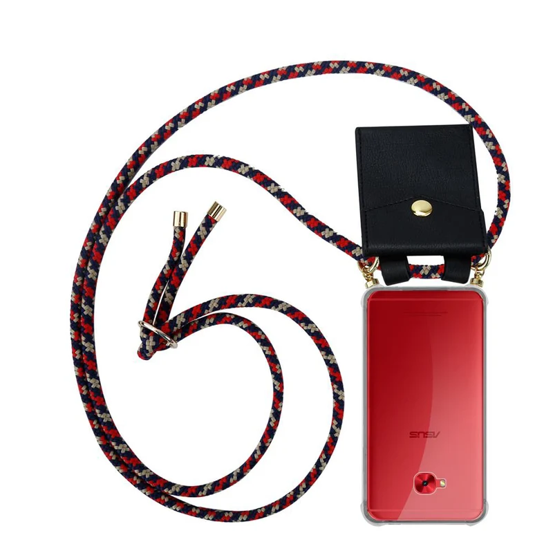 Cadorabo Handy Kette kompatibel mit Asus ZenFone 4 Selfie PRO Silikon Schutzhülle mit Gold Ringen, Kordel Band und abnehmbarem Etui