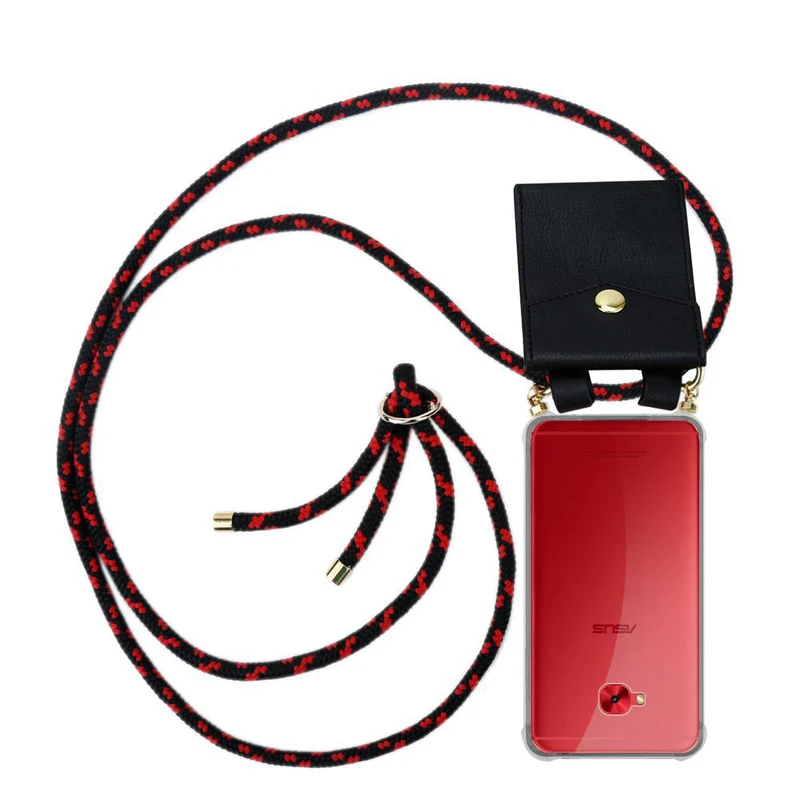 Cadorabo Handy Kette kompatibel mit Asus ZenFone 4 Selfie PRO Silikon Schutzhülle mit Gold Ringen, Kordel Band und abnehmbarem Etui