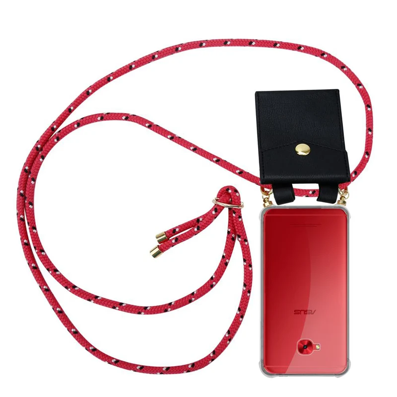 Cadorabo Handy Kette kompatibel mit Asus ZenFone 4 Selfie PRO Silikon Schutzhülle mit Gold Ringen, Kordel Band und abnehmbarem Etui