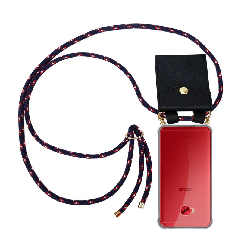 Cadorabo Handy Kette kompatibel mit Asus ZenFone 4 Selfie PRO Silikon Schutzhülle mit Gold Ringen, Kordel Band und abnehmbarem Etui