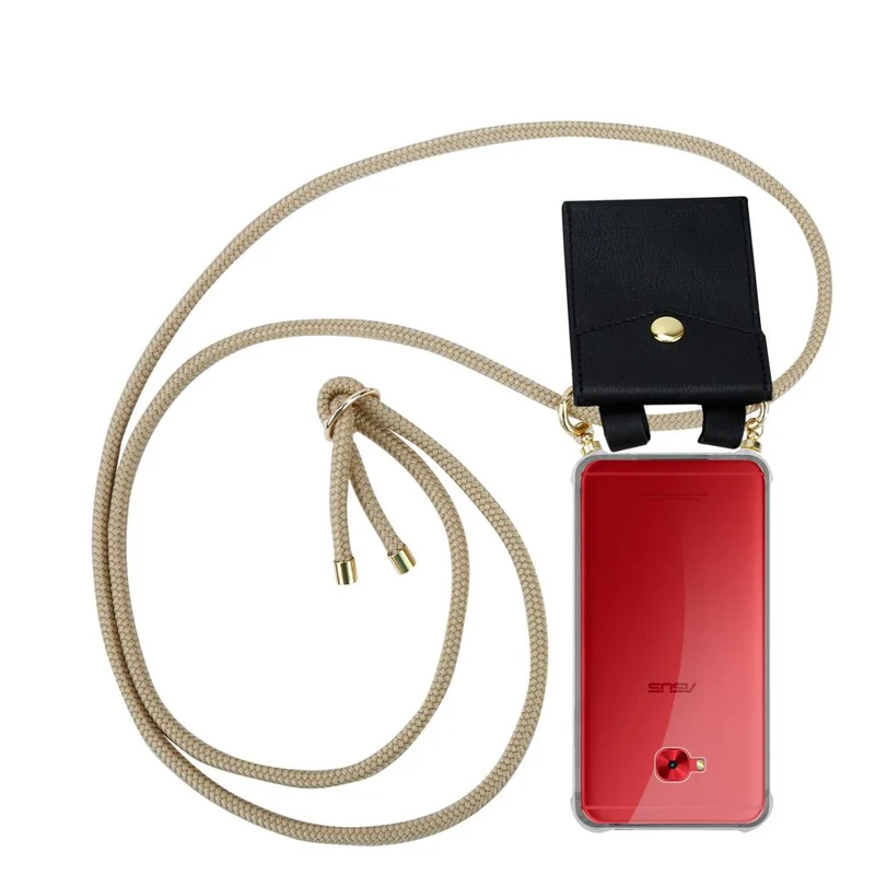 Cadorabo Handy Kette kompatibel mit Asus ZenFone 4 Selfie PRO Silikon Schutzhülle mit Gold Ringen, Kordel Band und abnehmbarem Etui