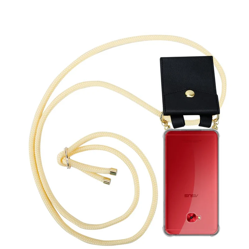 Cadorabo Handy Kette kompatibel mit Asus ZenFone 4 Selfie PRO Silikon Schutzhülle mit Gold Ringen, Kordel Band und abnehmbarem Etui