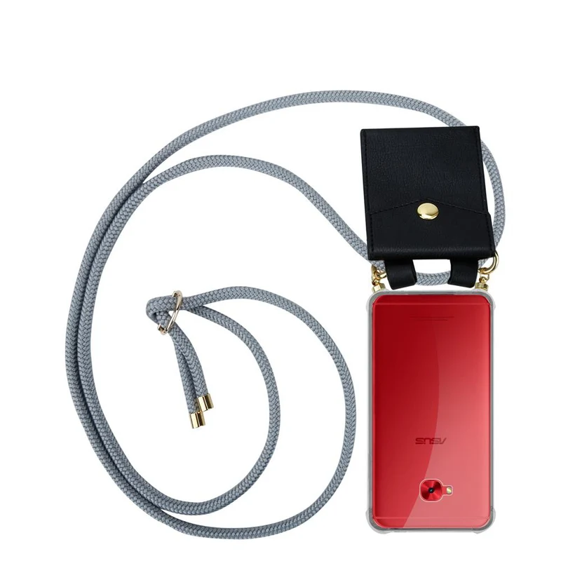 Cadorabo Handy Kette kompatibel mit Asus ZenFone 4 Selfie PRO Silikon Schutzhülle mit Gold Ringen, Kordel Band und abnehmbarem Etui