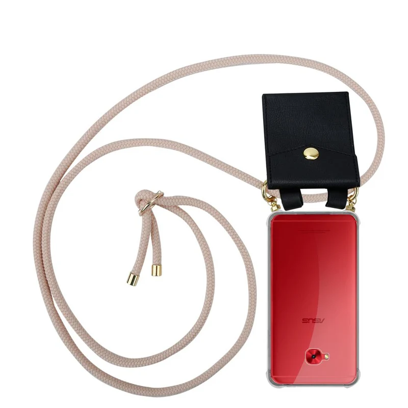 Cadorabo Handy Kette kompatibel mit Asus ZenFone 4 Selfie PRO Silikon Schutzhülle mit Gold Ringen, Kordel Band und abnehmbarem Etui