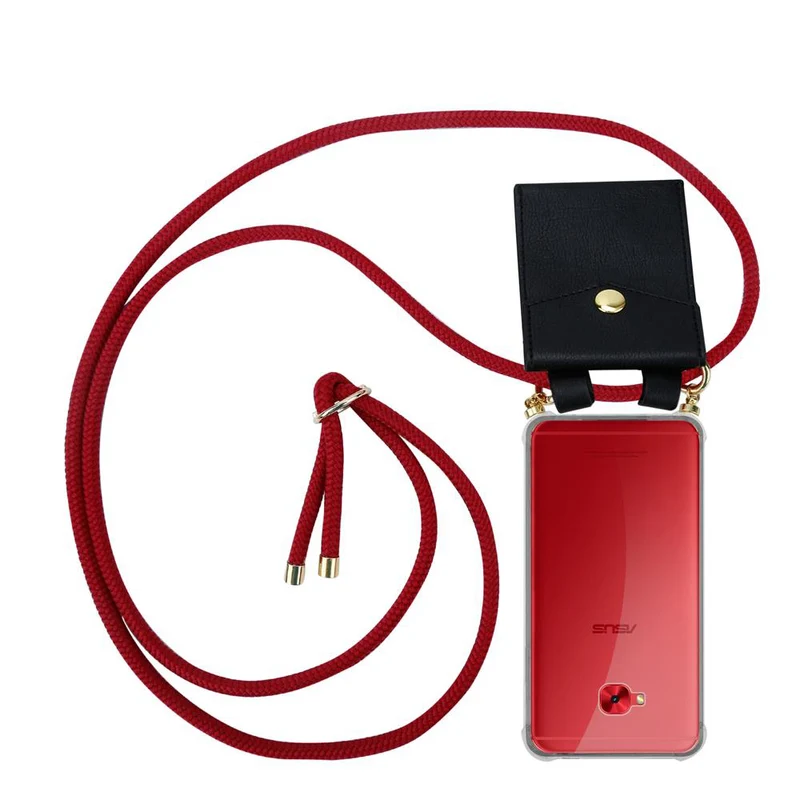 Cadorabo Handy Kette kompatibel mit Asus ZenFone 4 Selfie PRO Silikon Schutzhülle mit Gold Ringen, Kordel Band und abnehmbarem Etui
