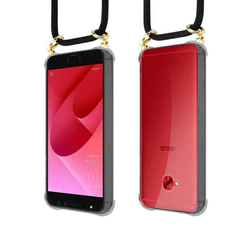 Cadorabo Handy Kette kompatibel mit Asus ZenFone 4 Selfie PRO Silikon Schutzhülle mit Gold Ringen, Kordel Band und abnehmbarem Etui