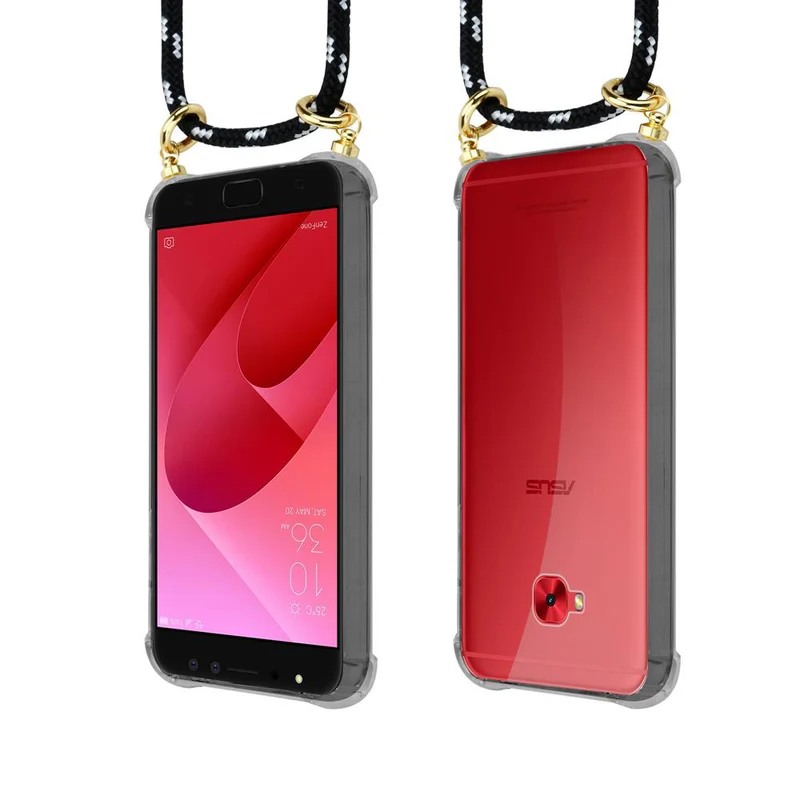 Cadorabo Handy Kette kompatibel mit Asus ZenFone 4 Selfie PRO Silikon Schutzhülle mit Gold Ringen, Kordel Band und abnehmbarem Etui