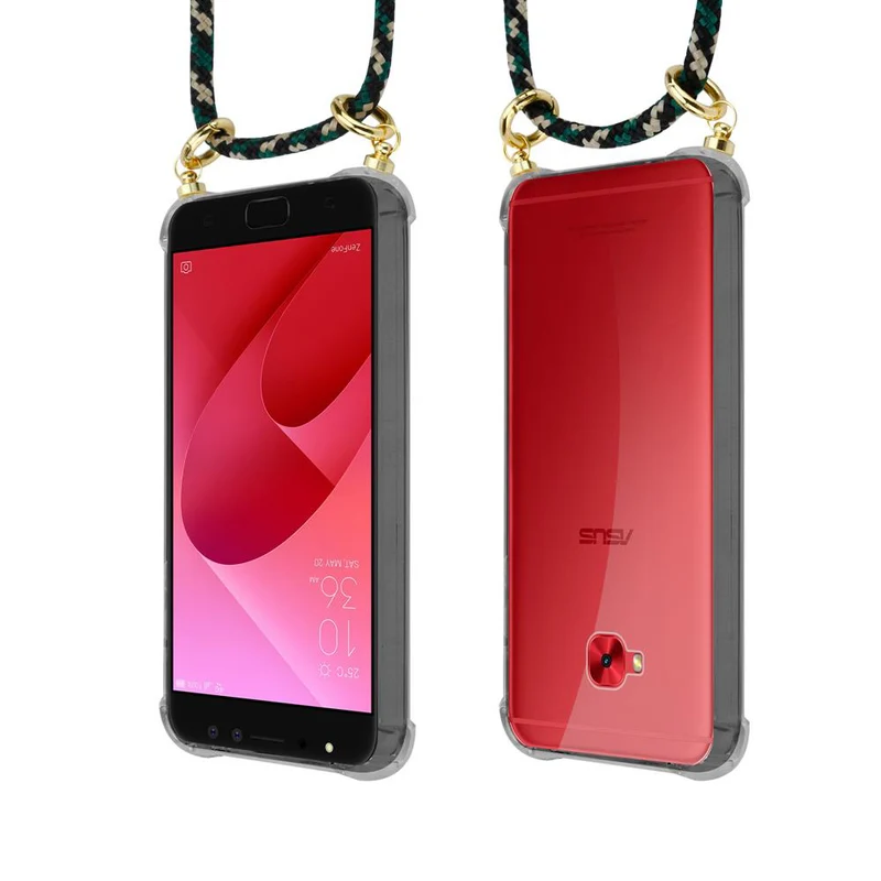 Cadorabo Handy Kette kompatibel mit Asus ZenFone 4 Selfie PRO Silikon Schutzhülle mit Gold Ringen, Kordel Band und abnehmbarem Etui