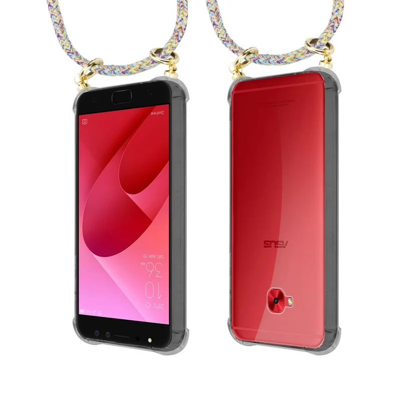Cadorabo Handy Kette kompatibel mit Asus ZenFone 4 Selfie PRO Silikon Schutzhülle mit Gold Ringen, Kordel Band und abnehmbarem Etui