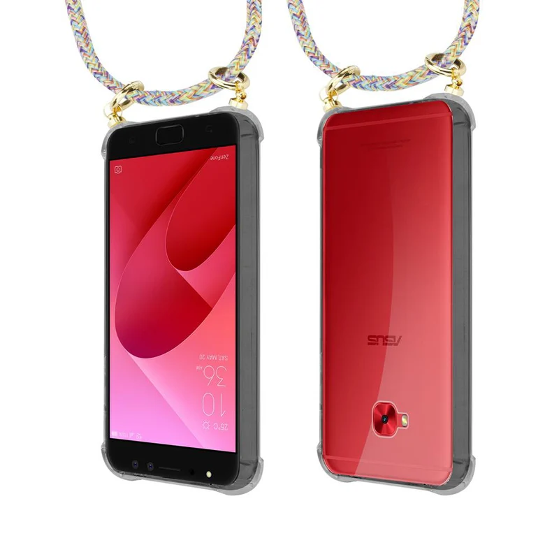 Cadorabo Handy Kette kompatibel mit Asus ZenFone 4 Selfie PRO Silikon Schutzhülle mit Gold Ringen, Kordel Band und abnehmbarem Etui
