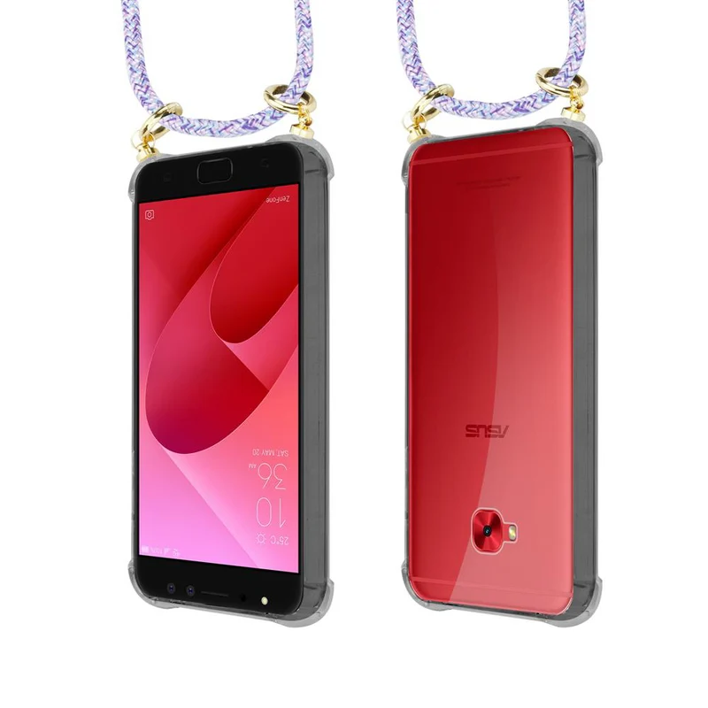 Cadorabo Handy Kette kompatibel mit Asus ZenFone 4 Selfie PRO Silikon Schutzhülle mit Gold Ringen, Kordel Band und abnehmbarem Etui