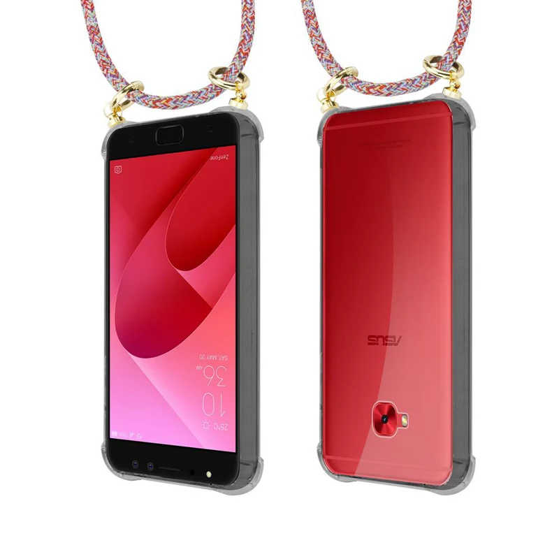 Cadorabo Handy Kette kompatibel mit Asus ZenFone 4 Selfie PRO Silikon Schutzhülle mit Gold Ringen, Kordel Band und abnehmbarem Etui