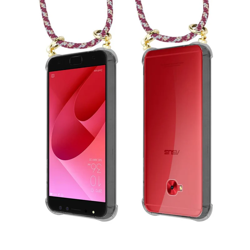 Cadorabo Handy Kette kompatibel mit Asus ZenFone 4 Selfie PRO Silikon Schutzhülle mit Gold Ringen, Kordel Band und abnehmbarem Etui