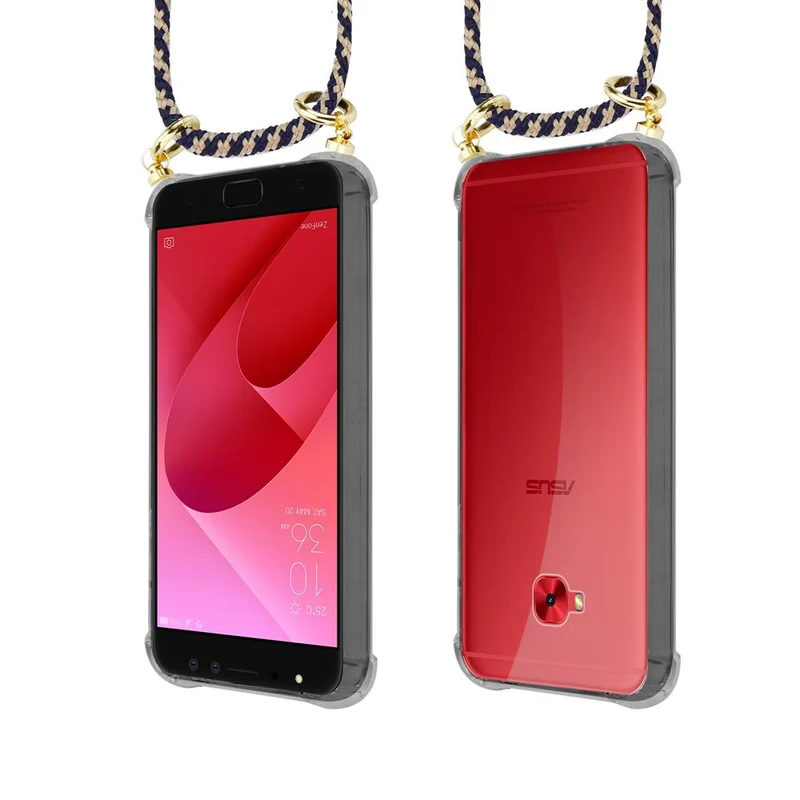 Cadorabo Handy Kette kompatibel mit Asus ZenFone 4 Selfie PRO Silikon Schutzhülle mit Gold Ringen, Kordel Band und abnehmbarem Etui