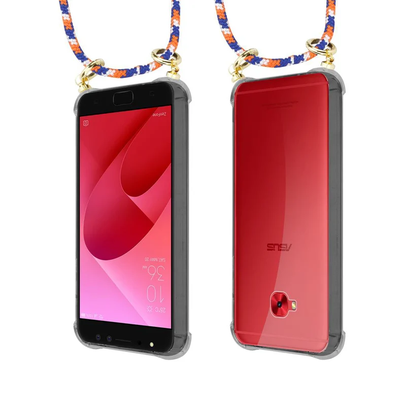 Cadorabo Handy Kette kompatibel mit Asus ZenFone 4 Selfie PRO Silikon Schutzhülle mit Gold Ringen, Kordel Band und abnehmbarem Etui