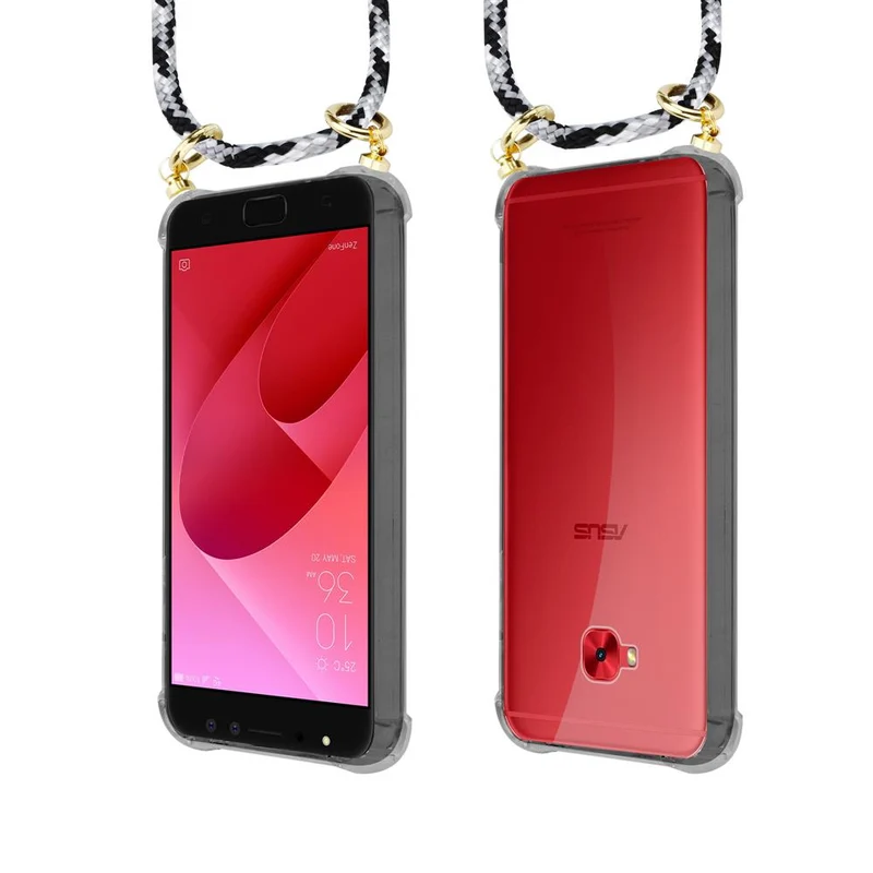 Cadorabo Handy Kette kompatibel mit Asus ZenFone 4 Selfie PRO Silikon Schutzhülle mit Gold Ringen, Kordel Band und abnehmbarem Etui
