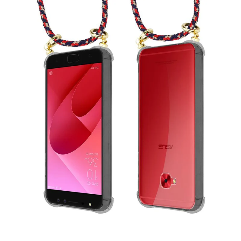 Cadorabo Handy Kette kompatibel mit Asus ZenFone 4 Selfie PRO Silikon Schutzhülle mit Gold Ringen, Kordel Band und abnehmbarem Etui