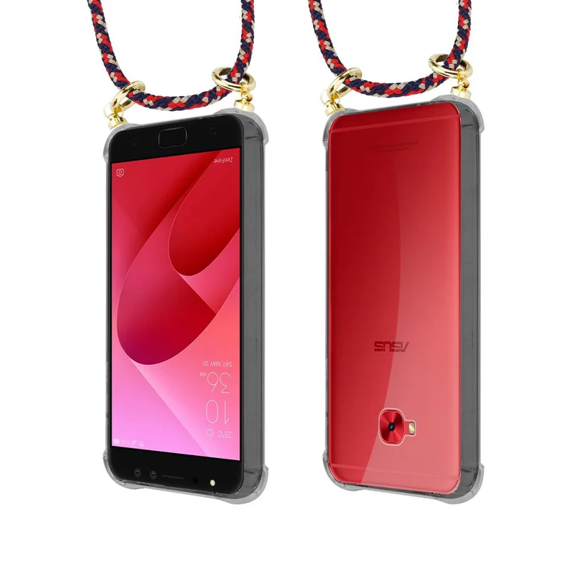 Cadorabo Handy Kette kompatibel mit Asus ZenFone 4 Selfie PRO Silikon Schutzhülle mit Gold Ringen, Kordel Band und abnehmbarem Etui