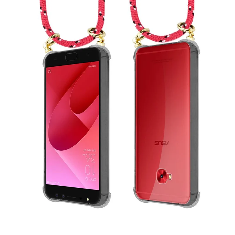 Cadorabo Handy Kette kompatibel mit Asus ZenFone 4 Selfie PRO Silikon Schutzhülle mit Gold Ringen, Kordel Band und abnehmbarem Etui