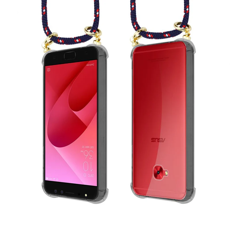 Cadorabo Handy Kette kompatibel mit Asus ZenFone 4 Selfie PRO Silikon Schutzhülle mit Gold Ringen, Kordel Band und abnehmbarem Etui