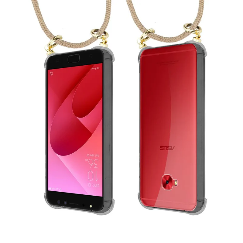 Cadorabo Handy Kette kompatibel mit Asus ZenFone 4 Selfie PRO Silikon Schutzhülle mit Gold Ringen, Kordel Band und abnehmbarem Etui