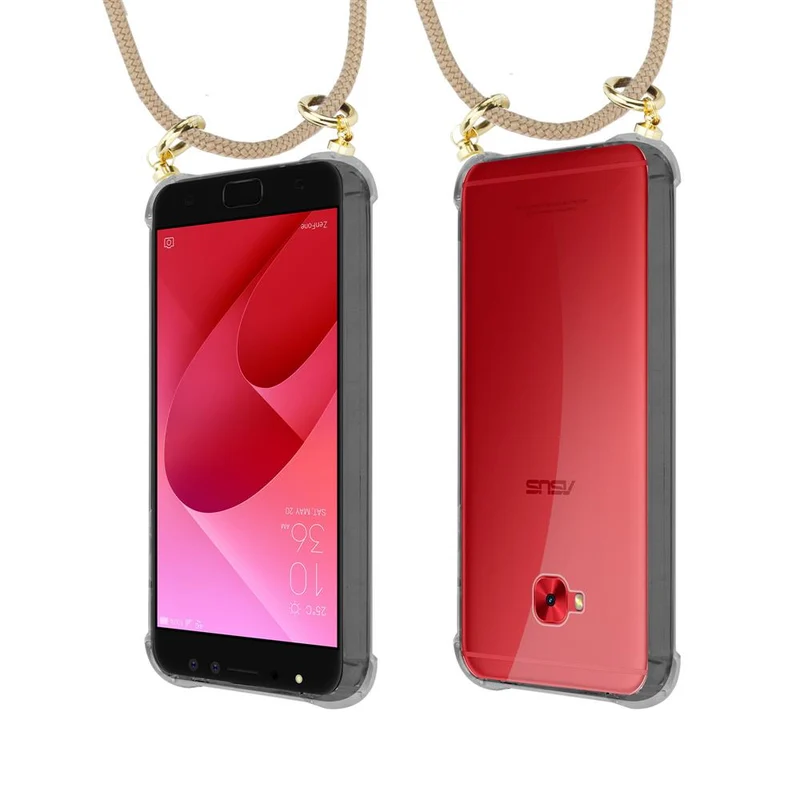 Cadorabo Handy Kette kompatibel mit Asus ZenFone 4 Selfie PRO Silikon Schutzhülle mit Gold Ringen, Kordel Band und abnehmbarem Etui