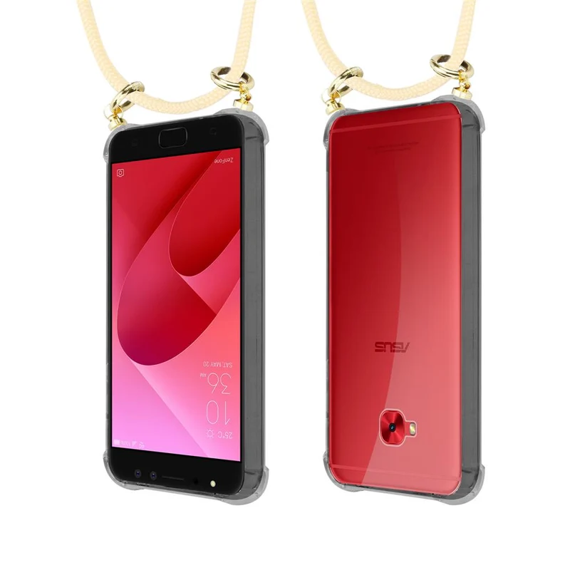 Cadorabo Handy Kette kompatibel mit Asus ZenFone 4 Selfie PRO Silikon Schutzhülle mit Gold Ringen, Kordel Band und abnehmbarem Etui