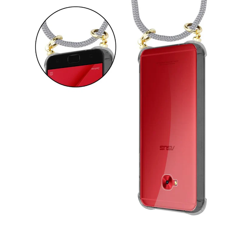 Cadorabo Handy Kette kompatibel mit Asus ZenFone 4 Selfie PRO Silikon Schutzhülle mit Gold Ringen, Kordel Band und abnehmbarem Etui