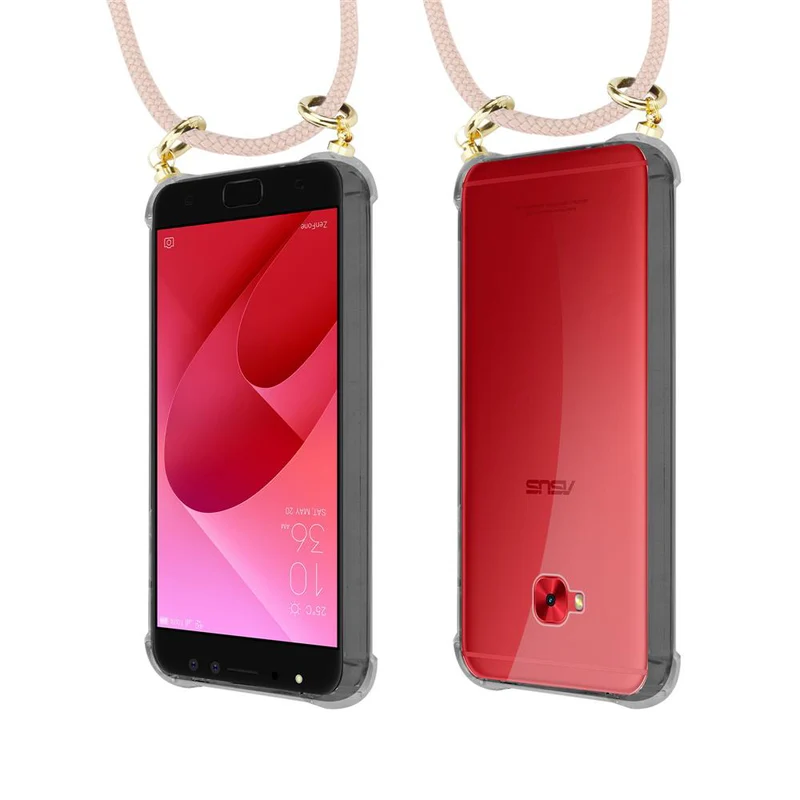 Cadorabo Handy Kette kompatibel mit Asus ZenFone 4 Selfie PRO Silikon Schutzhülle mit Gold Ringen, Kordel Band und abnehmbarem Etui