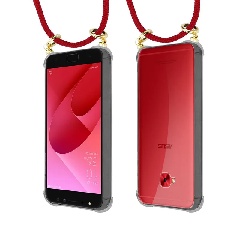 Cadorabo Handy Kette kompatibel mit Asus ZenFone 4 Selfie PRO Silikon Schutzhülle mit Gold Ringen, Kordel Band und abnehmbarem Etui