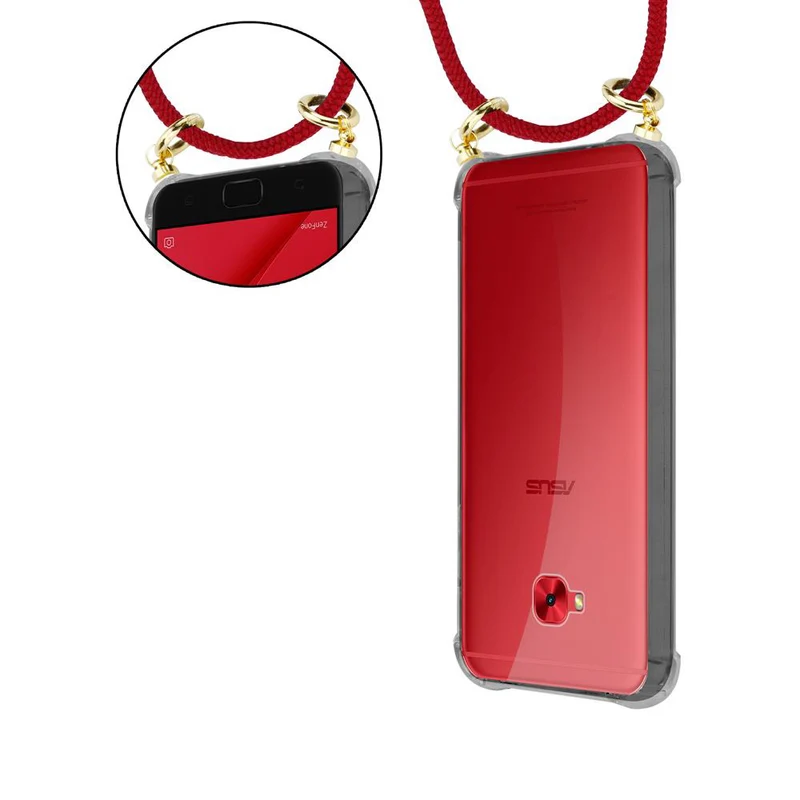 Cadorabo Handy Kette kompatibel mit Asus ZenFone 4 Selfie PRO Silikon Schutzhülle mit Gold Ringen, Kordel Band und abnehmbarem Etui