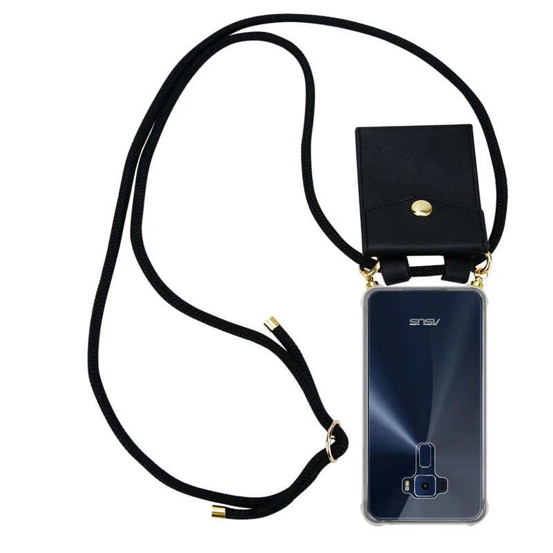 Cadorabo Handy Kette kompatibel mit Asus ZenFone 3 (5.2 Zoll) Silikon Schutzhülle mit Gold Ringen, Kordel Band und abnehmbarem Etui