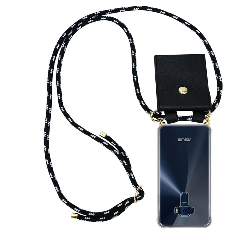 Cadorabo Handy Kette kompatibel mit Asus ZenFone 3 (5.2 Zoll) Silikon Schutzhülle mit Gold Ringen, Kordel Band und abnehmbarem Etui