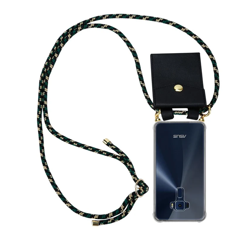 Cadorabo Handy Kette kompatibel mit Asus ZenFone 3 (5.2 Zoll) Silikon Schutzhülle mit Gold Ringen, Kordel Band und abnehmbarem Etui