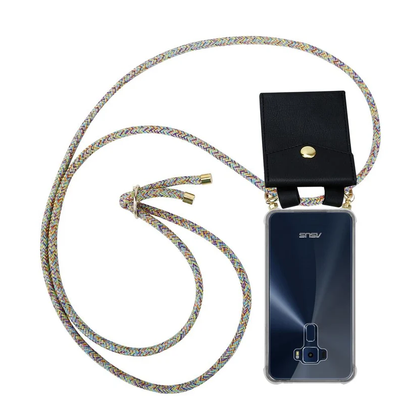 Cadorabo Handy Kette kompatibel mit Asus ZenFone 3 (5.2 Zoll) Silikon Schutzhülle mit Gold Ringen, Kordel Band und abnehmbarem Etui
