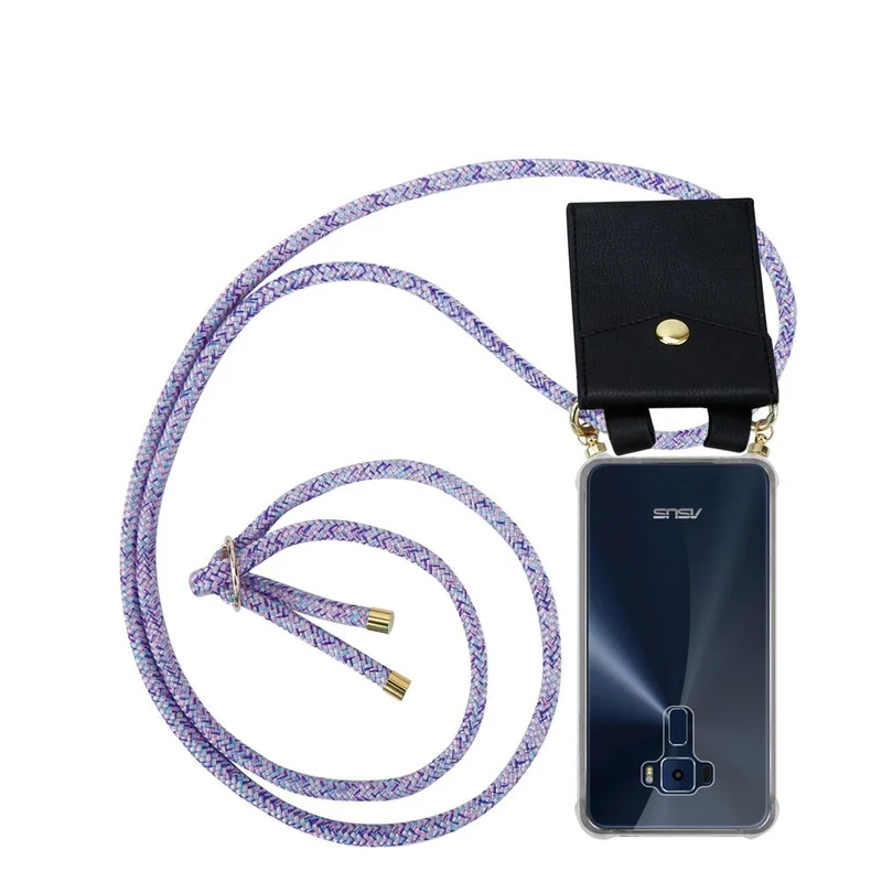 Cadorabo Handy Kette kompatibel mit Asus ZenFone 3 (5.2 Zoll) Silikon Schutzhülle mit Gold Ringen, Kordel Band und abnehmbarem Etui