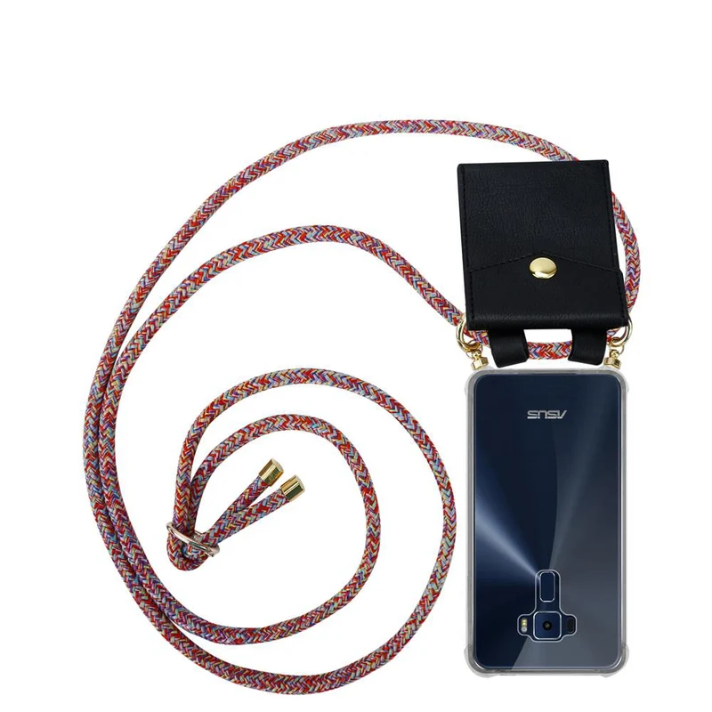 Cadorabo Handy Kette kompatibel mit Asus ZenFone 3 (5.2 Zoll) Silikon Schutzhülle mit Gold Ringen, Kordel Band und abnehmbarem Etui