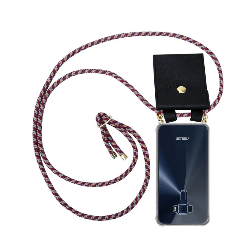 Cadorabo Handy Kette kompatibel mit Asus ZenFone 3 (5.2 Zoll) Silikon Schutzhülle mit Gold Ringen, Kordel Band und abnehmbarem Etui
