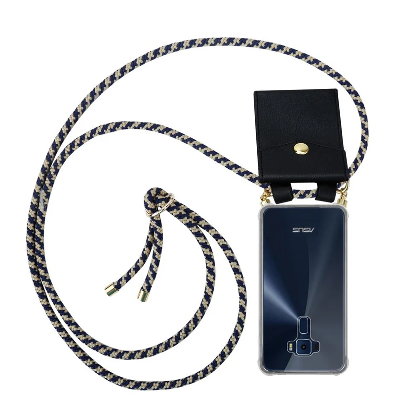 Cadorabo Handy Kette kompatibel mit Asus ZenFone 3 (5.2 Zoll) Silikon Schutzhülle mit Gold Ringen, Kordel Band und abnehmbarem Etui