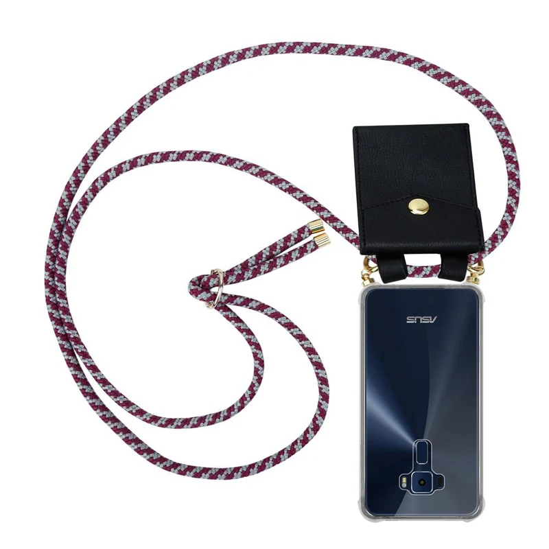 Cadorabo Handy Kette kompatibel mit Asus ZenFone 3 (5.2 Zoll) Silikon Schutzhülle mit Gold Ringen, Kordel Band und abnehmbarem Etui