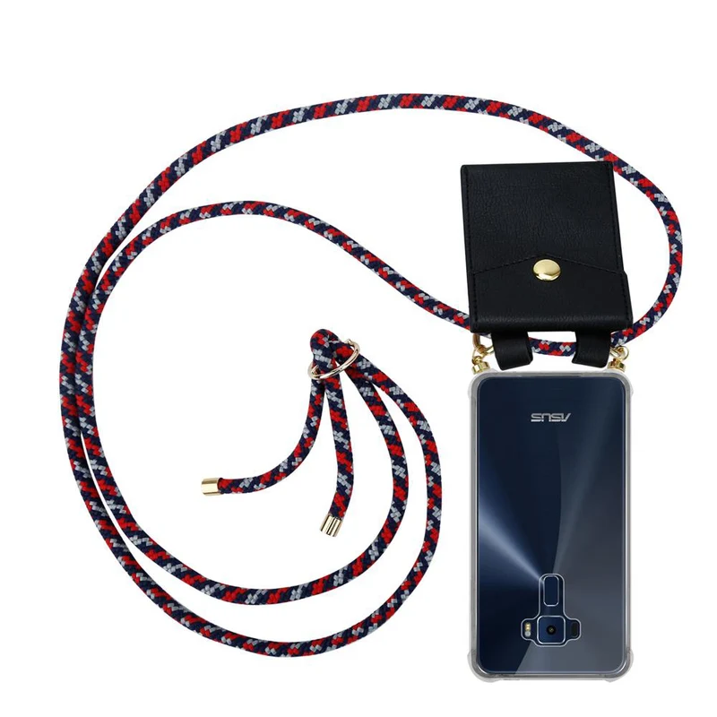 Cadorabo Handy Kette kompatibel mit Asus ZenFone 3 (5.2 Zoll) Silikon Schutzhülle mit Gold Ringen, Kordel Band und abnehmbarem Etui