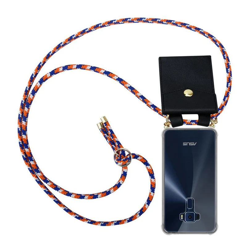 Cadorabo Handy Kette kompatibel mit Asus ZenFone 3 (5.2 Zoll) Silikon Schutzhülle mit Gold Ringen, Kordel Band und abnehmbarem Etui