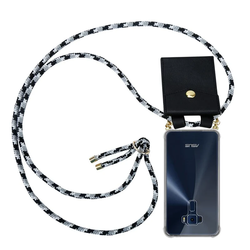 Cadorabo Handy Kette kompatibel mit Asus ZenFone 3 (5.2 Zoll) Silikon Schutzhülle mit Gold Ringen, Kordel Band und abnehmbarem Etui