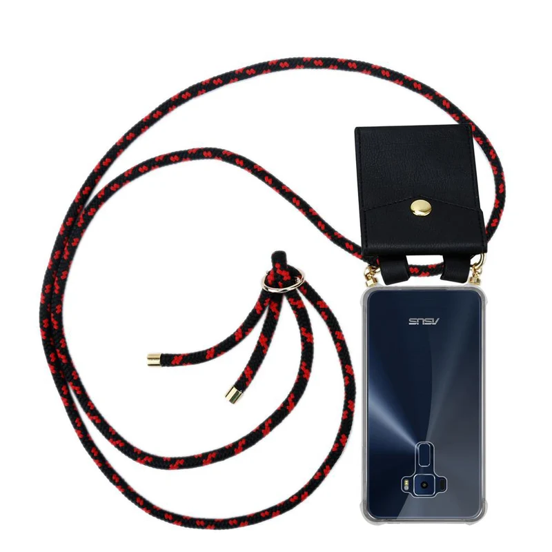 Cadorabo Handy Kette kompatibel mit Asus ZenFone 3 (5.2 Zoll) Silikon Schutzhülle mit Gold Ringen, Kordel Band und abnehmbarem Etui
