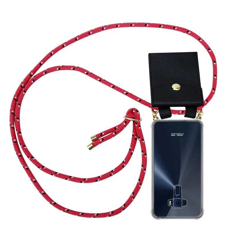 Cadorabo Handy Kette kompatibel mit Asus ZenFone 3 (5.2 Zoll) Silikon Schutzhülle mit Gold Ringen, Kordel Band und abnehmbarem Etui
